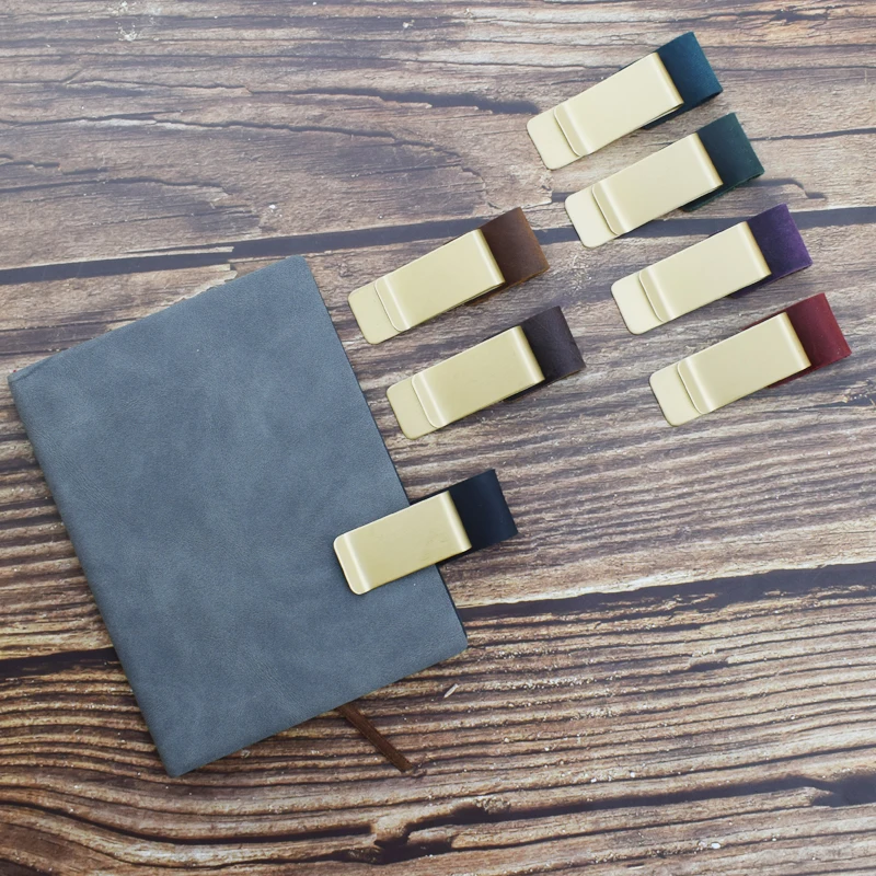 Многофункциональные Ретро латунные металлические зажимы закладки с кожаным