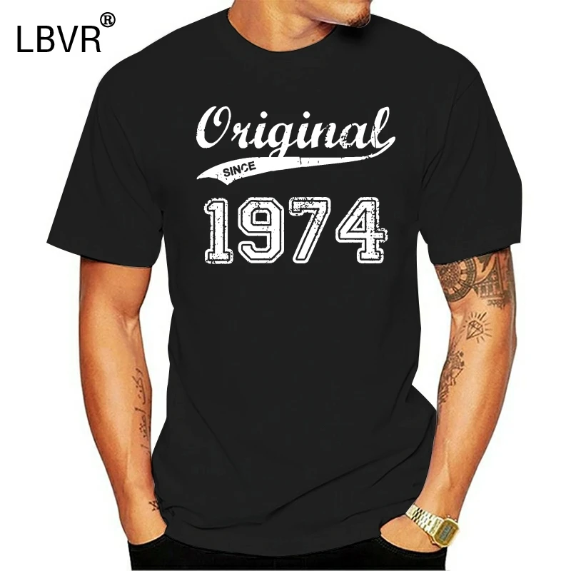 Мужские 1974 Футболка с принтом 100% хлопок S-XXXL сплошной цвет подходит для летнего