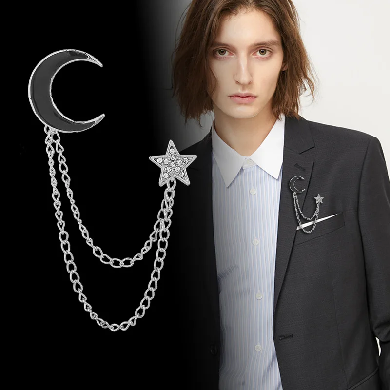 

Luxury Designer Tassel Star Moon Gold Brooch Corsage Metal Lapel Pin Scarf Buckle Fashion Jewelry Men and Women Accessories