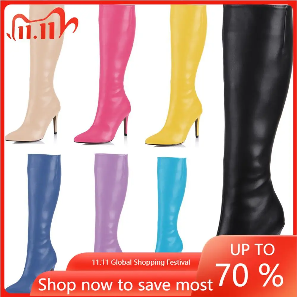 

CHMILE CHAU Sexy Fashion Dress Shoes Women Pointed Toe Stiletto High Heel Ladies Knee-High Boots Zapatos Mujer 70887BT-r