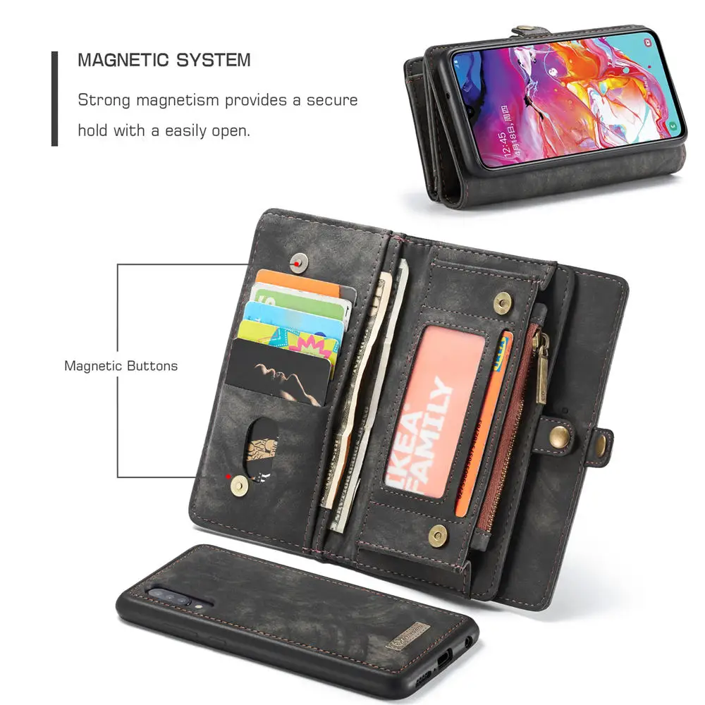 Coque для samsung A20 A20E A30 A40 A50 A70 A80 A90 съемный кошелек чехол 2 в 1 съемный кожаный чехол с откидной крышкой на магните чехол