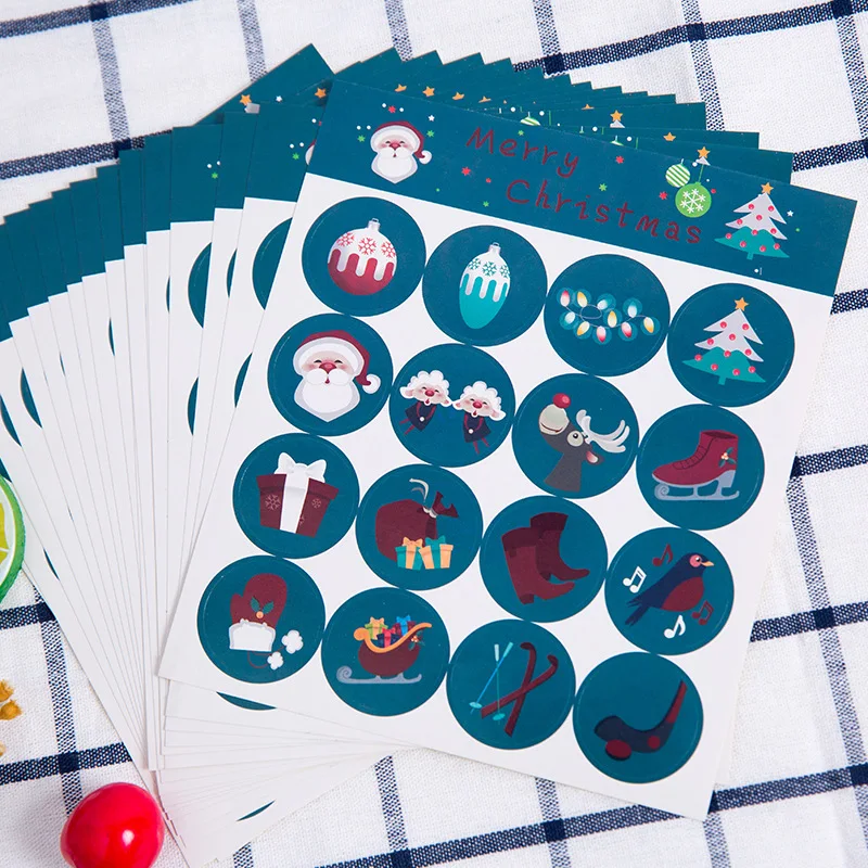

80Pcs Christmas Seal Labels Stickers For DIY Gift Cute Cartoon Blue Style Christmas Theme Baking Package Stationery Decoration
