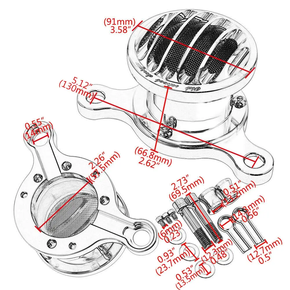 

Motorcycle Aluminum Old School Air Cleaner Intake Filter For Harley Sportster XL 1200 883 1988-2019 Intake Filter Accessories