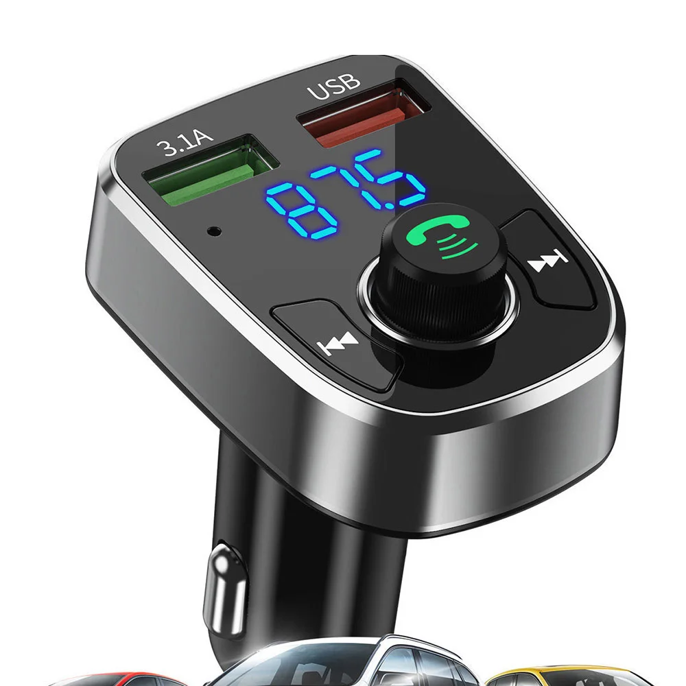 

Car Bluetooth-compatible 5.0 FM Transmitter Modulator Radio Adapter Car Handsfree Call Dual USB Ports 3.1A Charger Mp3 Player