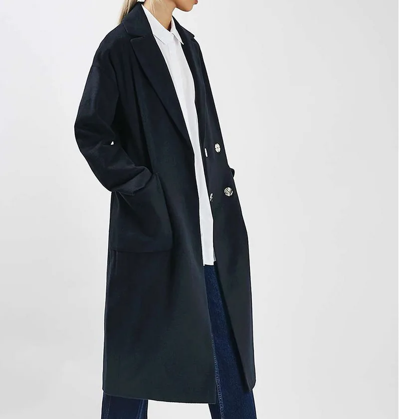 Женское шерстяное длинное пальто осень зима 2019 Новая мода двубортная верхняя