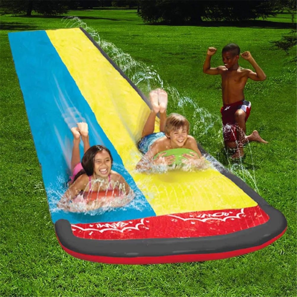 

Водная горка для детей 480x145 см, двойная горка для серфинга, для улицы, сада, гоночная газон, спрей, летние водные игры, игрушка для сана, aquatiqu
