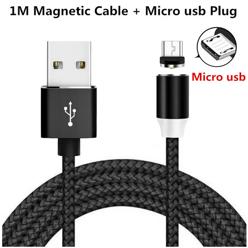 For Micro usb 1 м светодиодный магнитный usb-кабель для moto rola moto G2 G3 G4 E4 E5 G6 PLUS PLAY G7 one power p30 note Z force M Z2 Play Z4 Z3 X4 X5 Cord - Цвет: For Micro usb