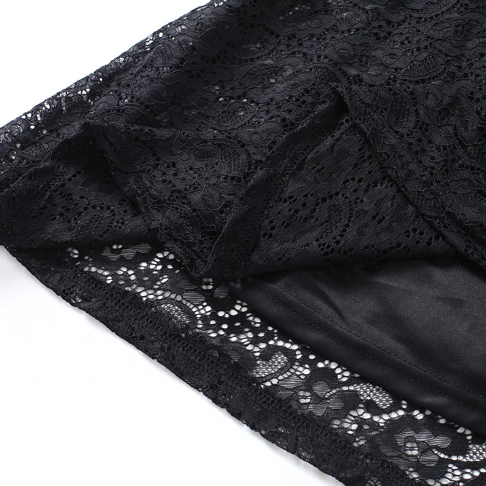 Женское винтажное кружевное платье трапеция черное красное с открытыми плечами V