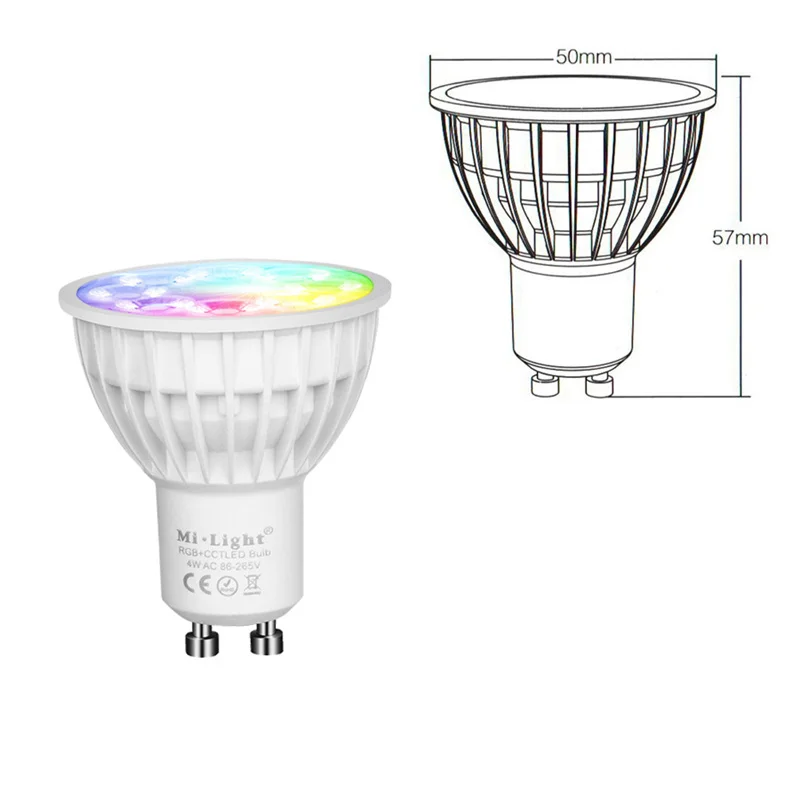 

Dimmable LED Smart Bulb 4W GU10 RGB+CCT (2700-6500K) Smart WiFi LED Spotlight FUT103 2.4G RF Wireless Remote Control