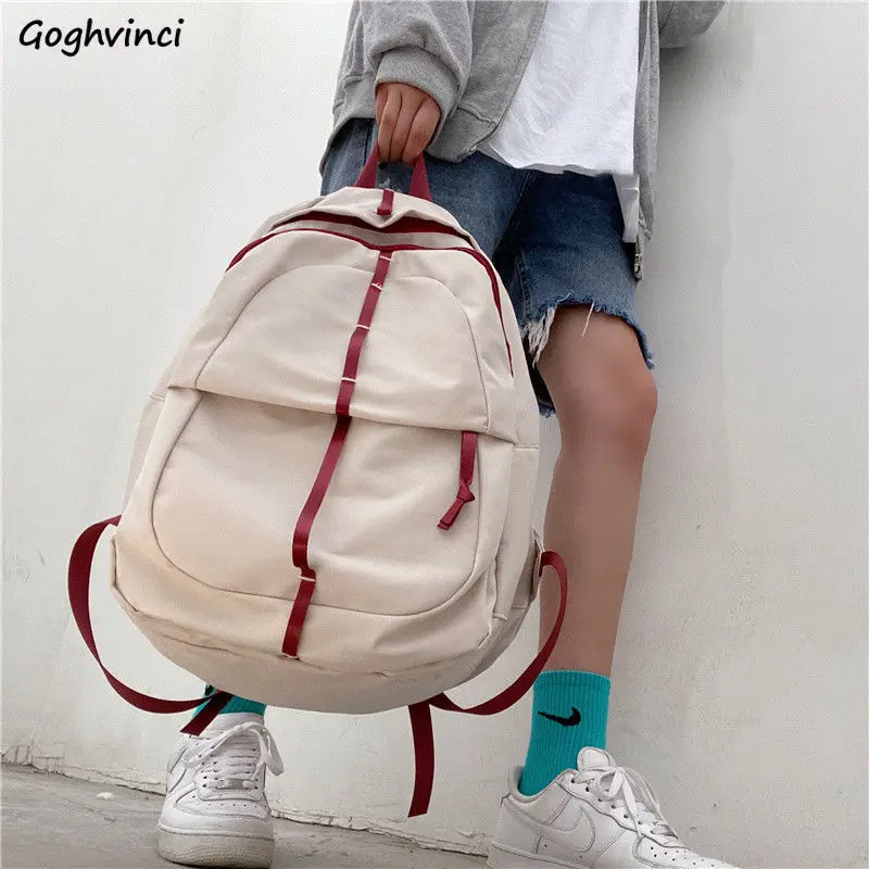 

Backpacks Students Fashion Simple Harajuku Large Capacity School Preppy Book Bag Unisex All-match Travel Waterproof Teenager Ins