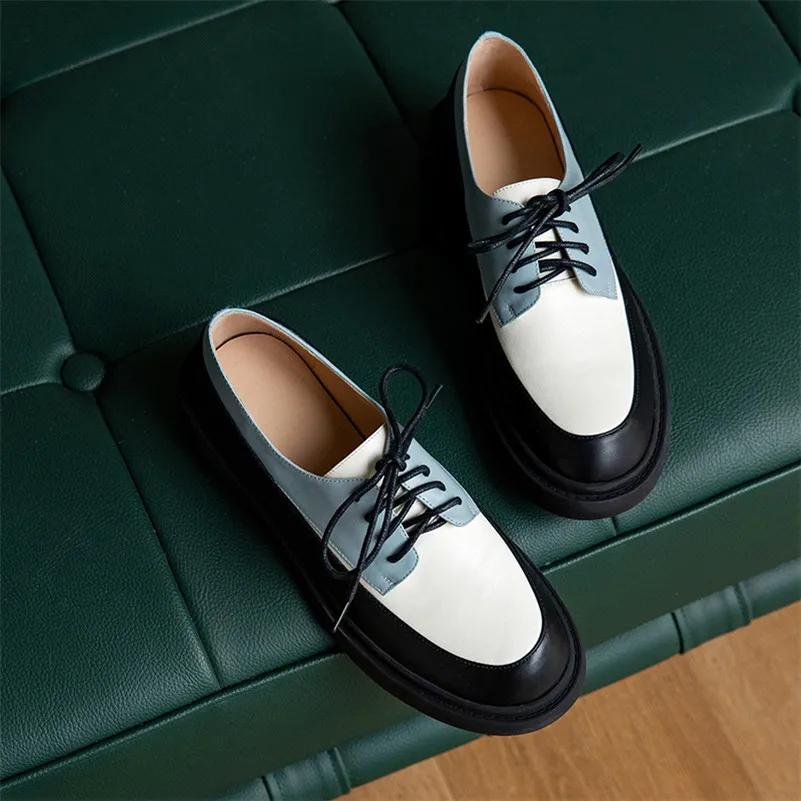 

Meotina Natural Genuine Leather Flats Shoes Women Round Toe Casual Shoes Cross Tied Flats Footwear Female Shoes Spring 2021 New