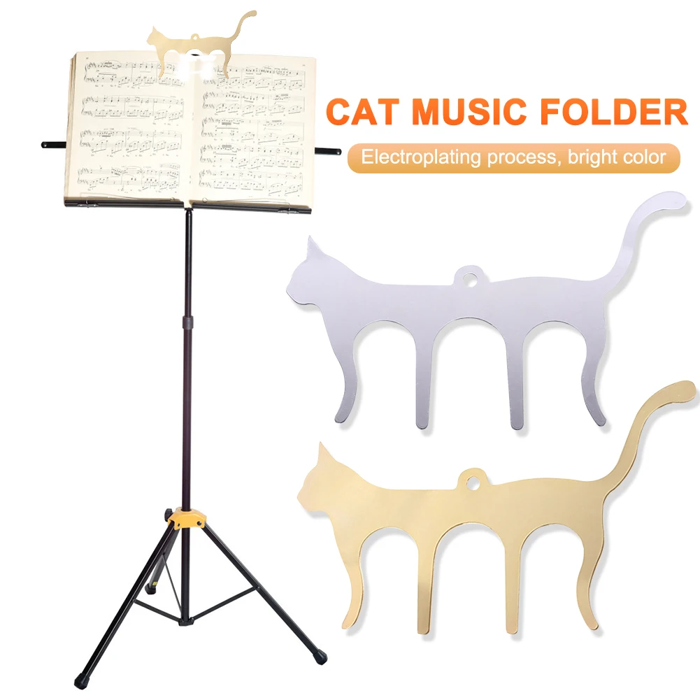

Piano Music Score Folder Metal Cat Shaped Page Clamp Paper Book Note Clips