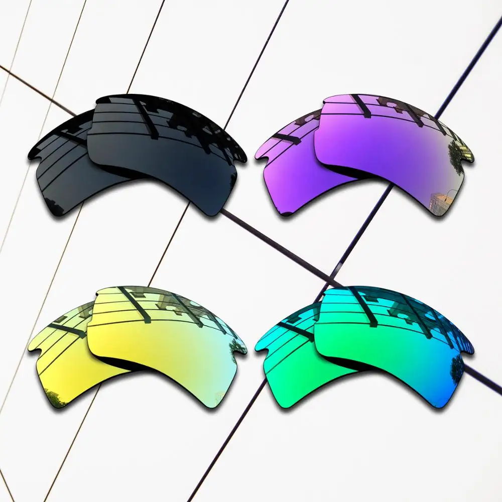 E.O.S 4 Pairs Black & Green & Purple & 24K Gold Polarized Replacement Lenses for Oakley Flak 2.0 Asian Fit OO9271 Sunglasses