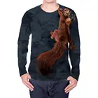 Мужская футболка KYKU, белая футболка с длинным рукавом и 3D-принтом животных, лето 2019