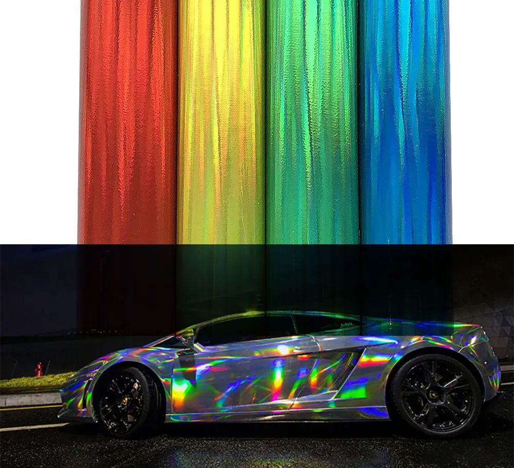

30*100 см, лазерное покрытие, виниловая голографическая автомобильная пленка, радужная декоративная хромированная наклейка для кузова автомо...