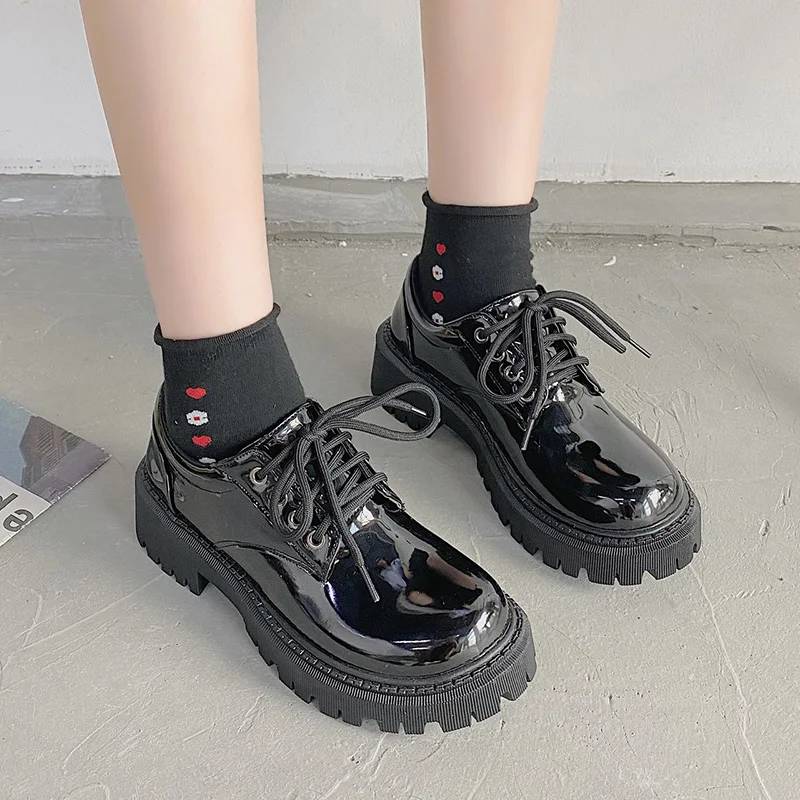 

Korean Shoes Clogs Platform Oxfords Women's British Style Round Toe Female Footwear Autumn Casual Sneaker 2020 Creepers Retro