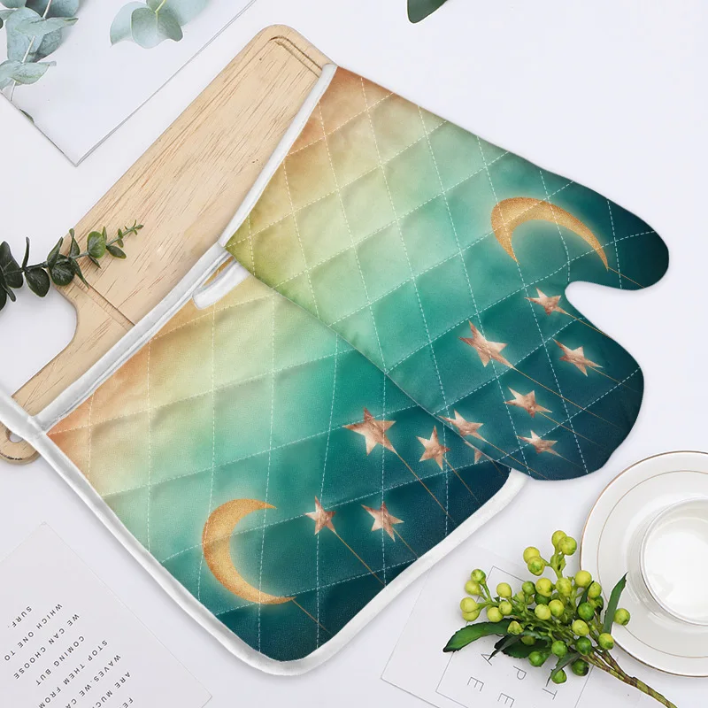 Перчатки в ретро стиле Moon Stars для выпечки антигорячие перчатки коврик духовки