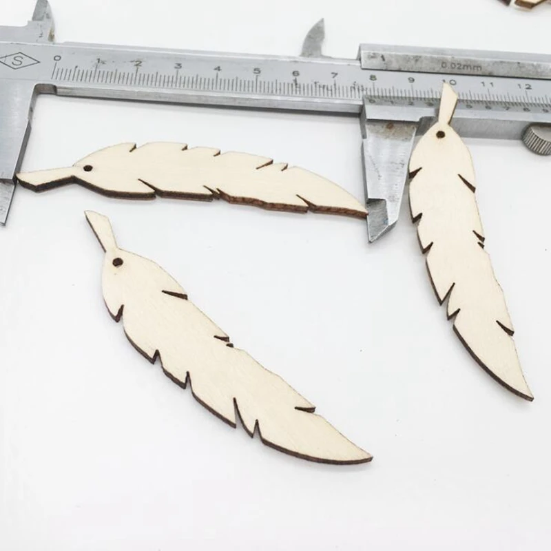 50pcs DIY Wooden Feather Crafts Handmade Embellishment For Arts Wedding Party Home Decoration | Дом и сад