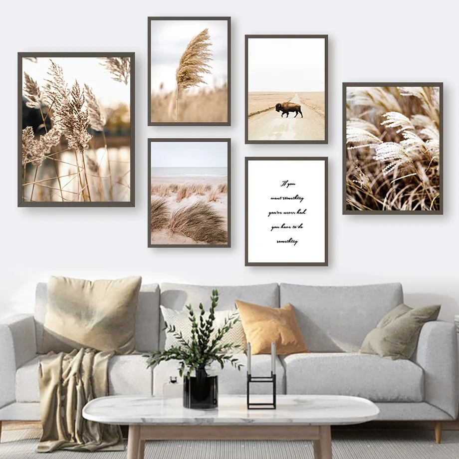 

Cow Reed Field Grass Wall Art Canvas Painting Nordic Posters And Prints Wall Pictures Home Decor For Living Room Scandinavian
