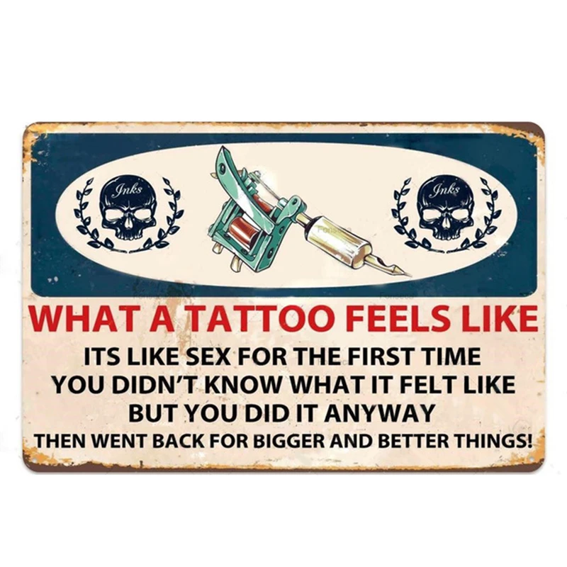 Tattoo Tin Sign Vintage Studio Store Wall Decor Sexy Lady Girls Metal Signs Man Cave Pin Up Plate Poster Plaques | Дом и сад
