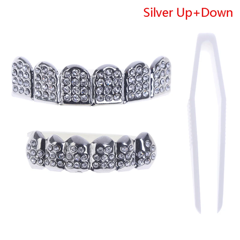 

Fshion Gold/silverTeeth Top Bottom Men Women Diamond Jewelry Stylish And Luxury Gift