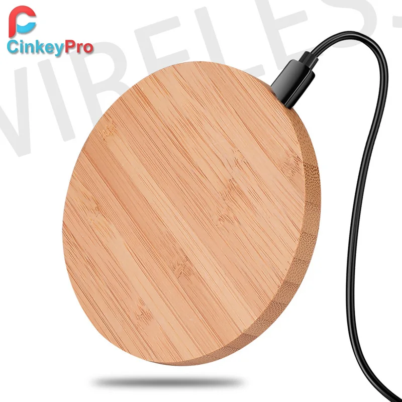 Беспроводное зарядное устройство CinkeyPro Wood с зарядкой 5 Вт для iPhone 8 X Samsung XiaoMi 5V1A
