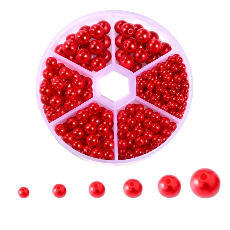 Набор бусин 4/5/6/8мм 320 шт. Белые круглые бусины из смолы ABS имитации жемчуга на подставке для ручной работы и ремесла.