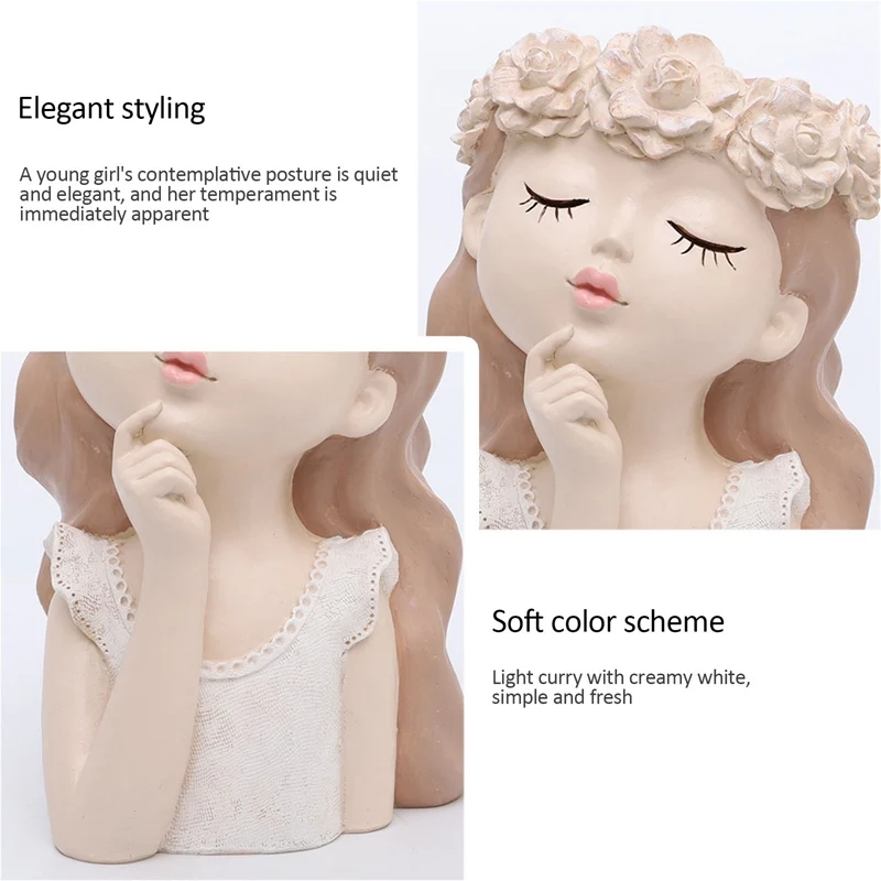 

Home Decorative Personality Girl Large Resin Flower Pot Creative Living Room Desktop Landscape Pot