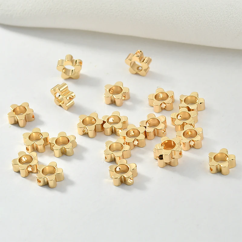 Покрытые медью 18 K Настоящее золото цветок Волна Отверстие Круглые DIY серьги