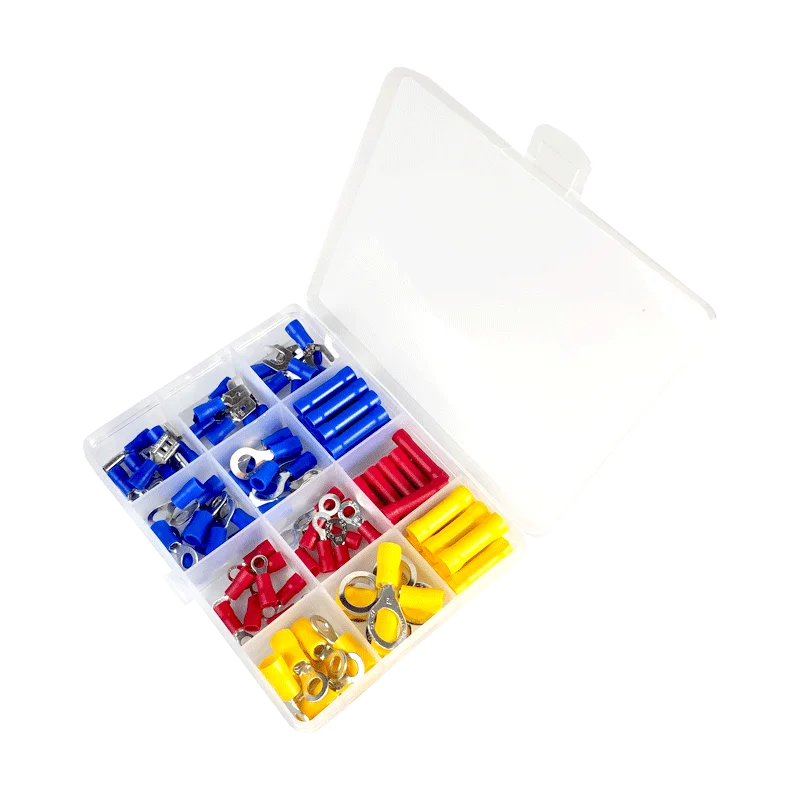 

100Pcs Electrical Wire Assorted Crimp Spade Butt Ring Fork Set Ring Lugs Rolled Terminals Kit Insulated Cable Connector