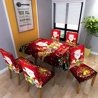 christmas digital printed chair cover siamese elastic table cover household santa claus and candy series tablecloth