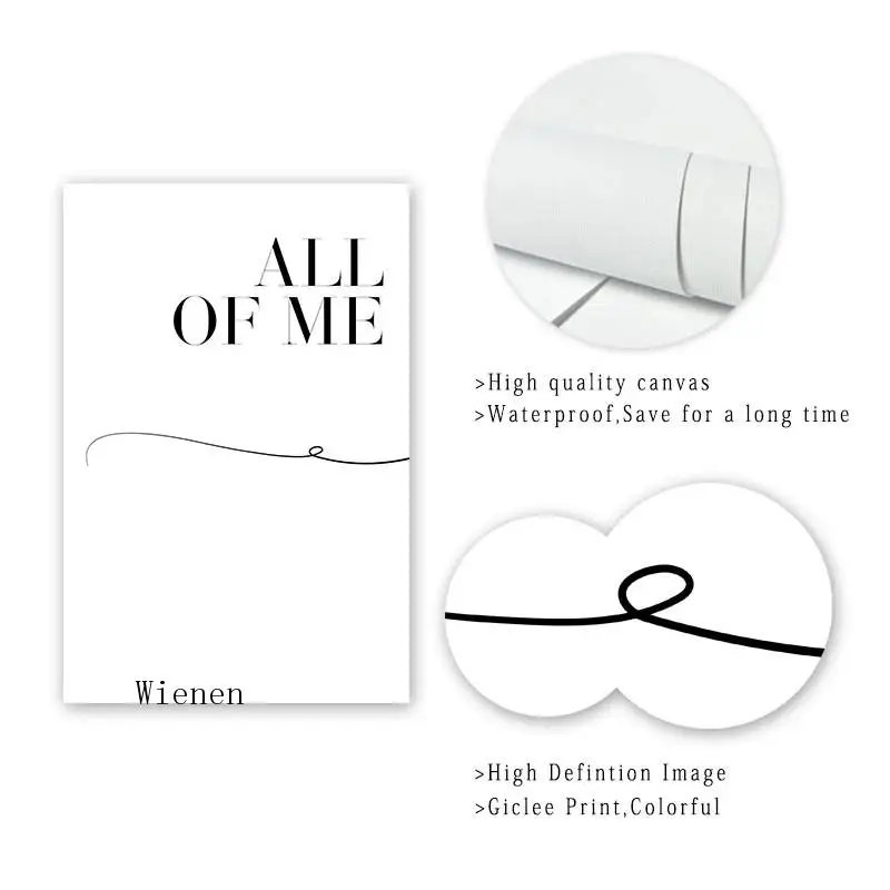 

Scandinavian Style Black and White Motivational Love Quote Posters Minimalist Wall Art Canvas Painting for Living Room Decor