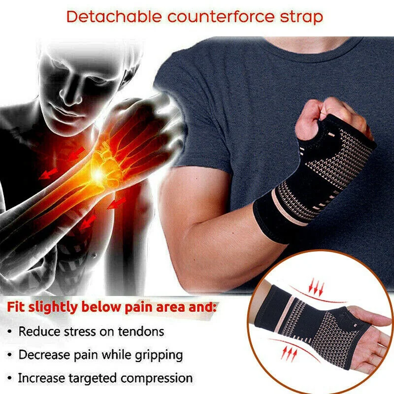1Pcs Copper Professional Wristband Sports Safety Compression Wrist Guard Arthritis Brace Sleeve Support Elastic Palm Hand Glove | Спорт и