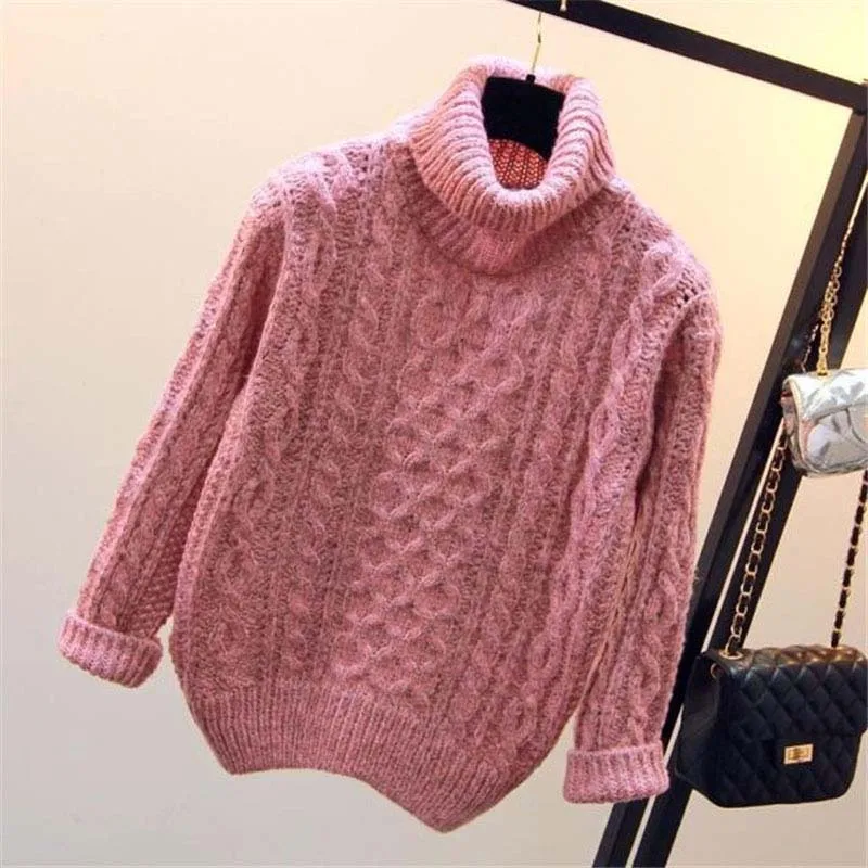 Winter Warm Turtleneck Sweaters 2019 Autumn Thick Knitted Sweater Women Ladies High Neck Pullover Female Thicken | Женская одежда