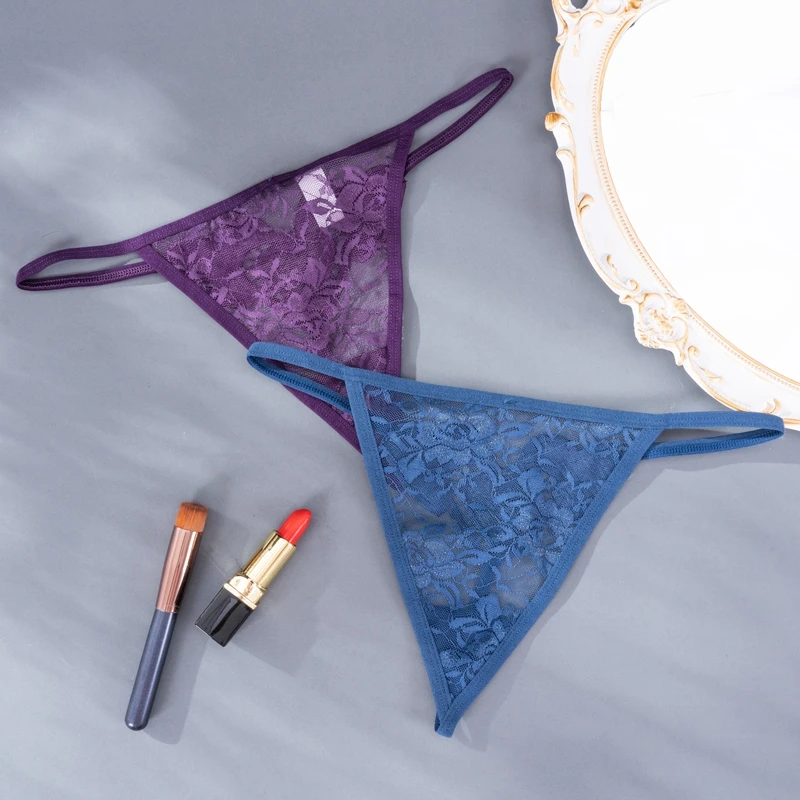 Сексуальное прозрачное женское нижнее белье кружевные стринги с цветочным