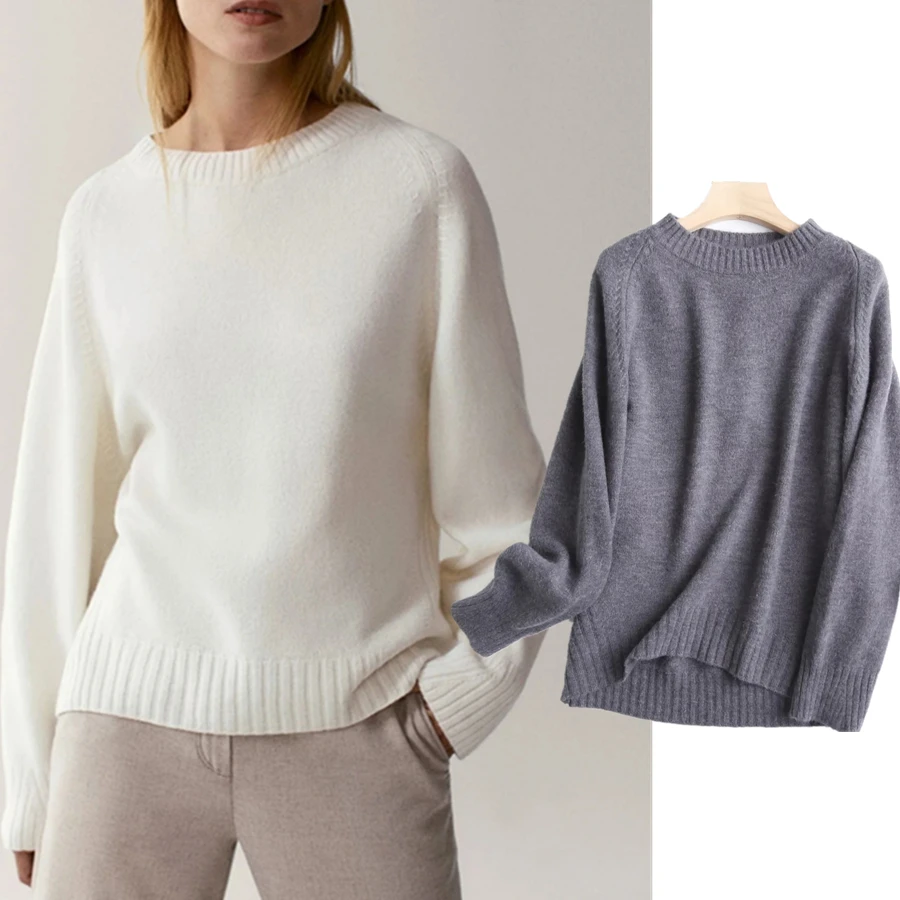 

Женские зимние свитера Maxdutti в английском стиле, модные повседневные шерстяные свободные пуловеры большого размера с круглым вырезом