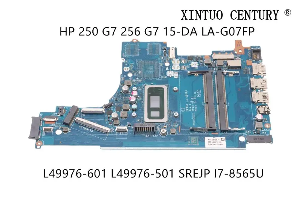 

L49976-601 L49976-501 -001 аккумулятор большой емкости для HP 250 G7 256 G7 15-DA Материнская плата ноутбука EPW50 LA-G07FP W/ SREJP I7-8565U 100% тестирование работы