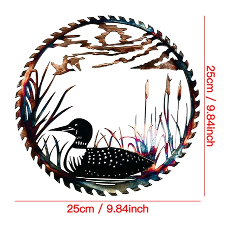 

Chinese Style Duck Saw Blade Round Wrought Iron Decoration Household Indoor Outdoor Wall Hanging Decoration 9.84 Inches
