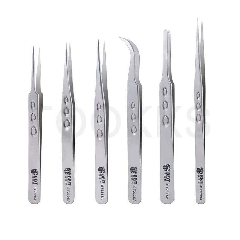 

Multifunction Anti-Static Stainless Steel Matt Tweezers Straight Bend Tips TS Series Tweezers for SMD PCB Phone Repair Tools
