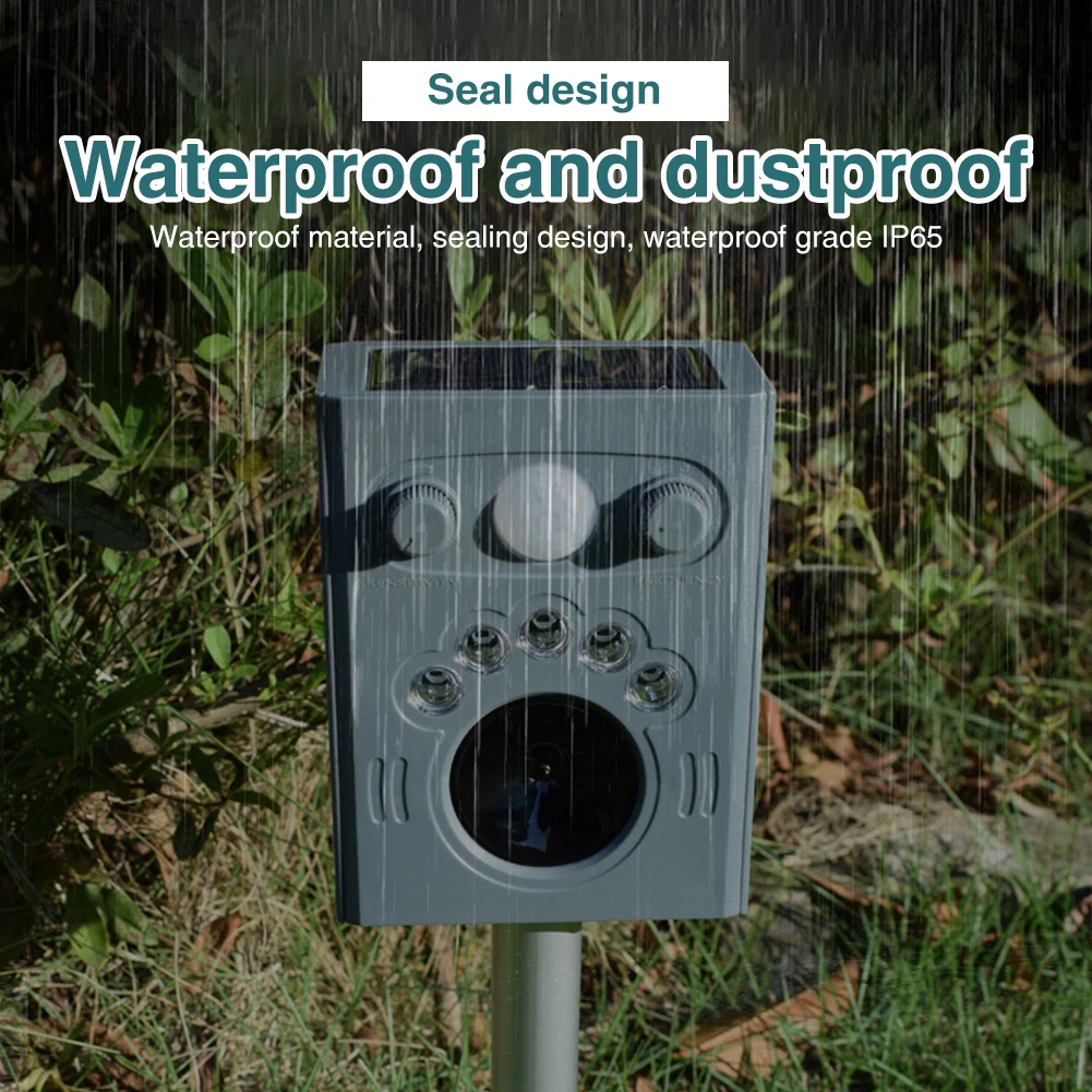 

Courtyard Farm Plastic Dog Cat Flashing Light 5 Modes Ultrasonic Easy Install Motion Detector Pest Control Solar Animal Repeller