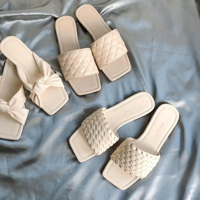 Сандалии MONMOIRA Женские винтажные открытый квадратный носок бант плоская подошва