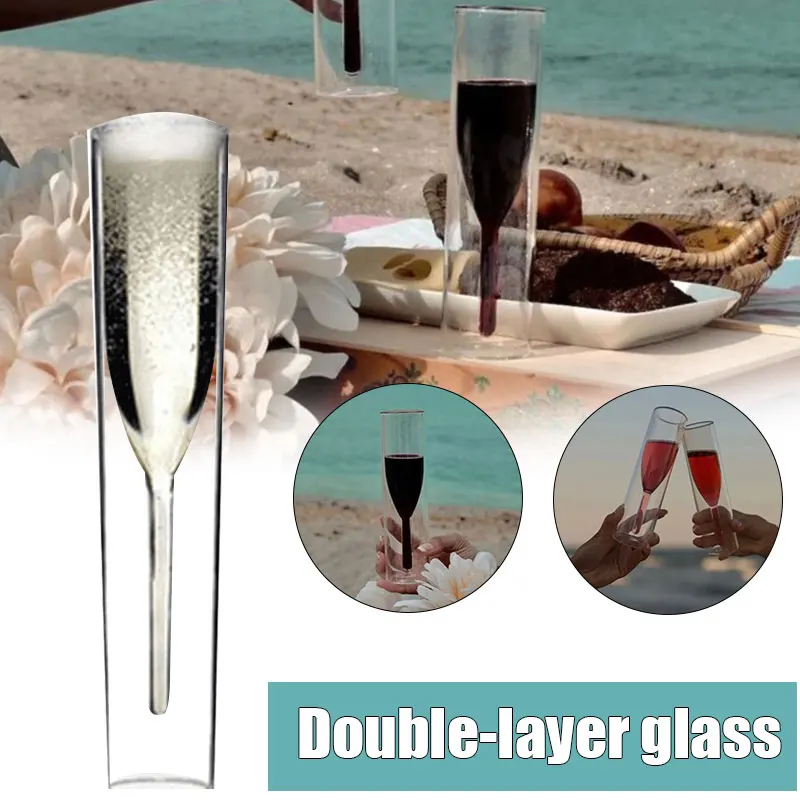 2/3/5pcs Luxury Flutes Double-layer Champagne Glass Innovative Transparent Clear Wine XHC88 | Дом и сад