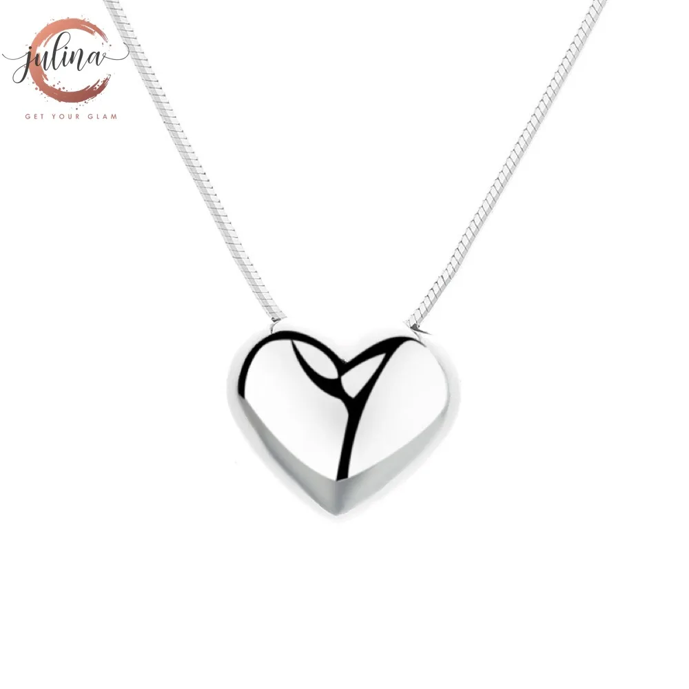 

Pure Sterling Silver Heart Necklace Hypoallergenic Minimalistic Design Love Pendant For Women European Fashion