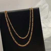titanium with 18k gold pave layered chains necklace women stainless steel jewelry designer t show runway sweety boho japan