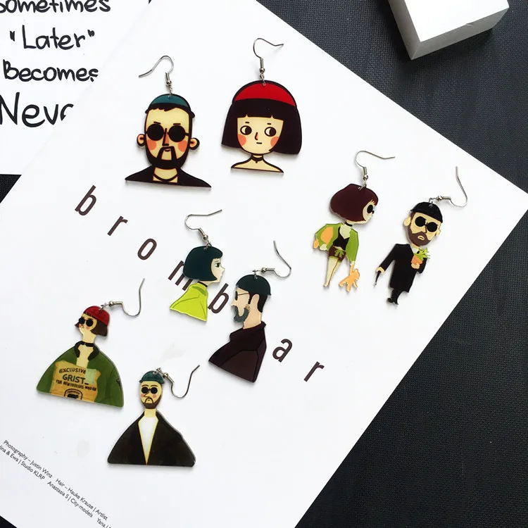 Японские корейские акриловые серьги подвески в стиле Харадзюку с ассиметричным