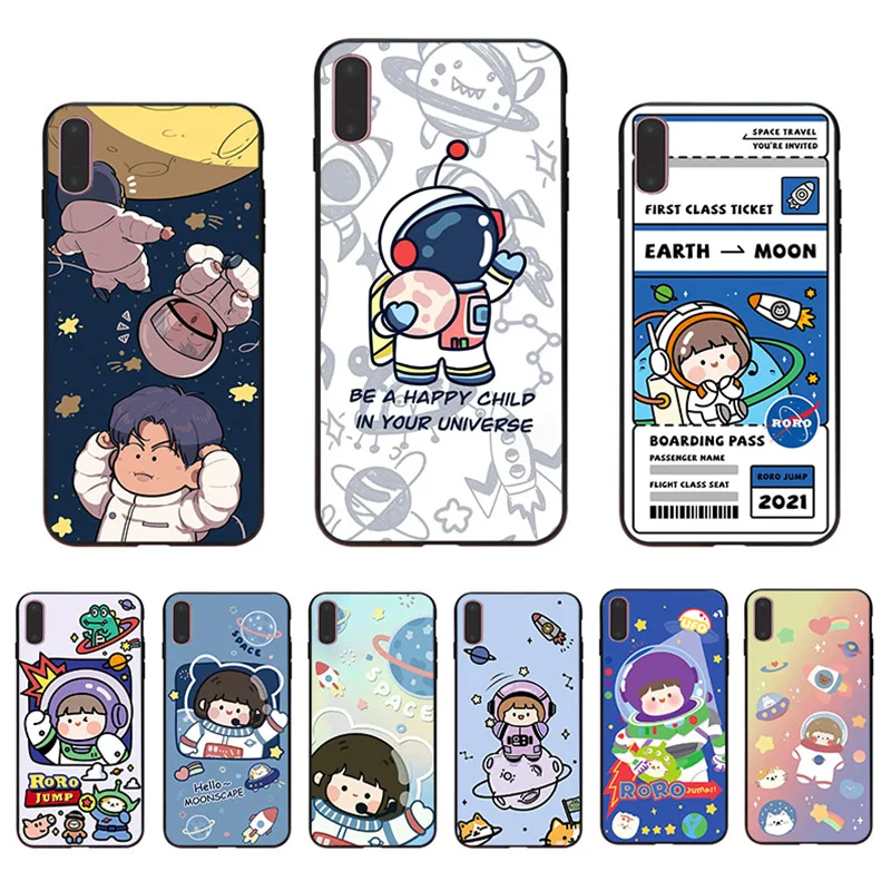 

Cute Cartoon Astronaut Spaceman Phone Case For Iphone 12 11 Pro Max 13 Mini SE Hard Mobile Cover XS X XR 10 7 8 Plus 6S 5S Shell