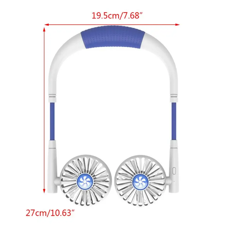 

1Set USB Rechargeable Hands-free Hanging Neck Fan 3 Speed Adjustable Air Cooler Fan for Home Office Dormitory Use