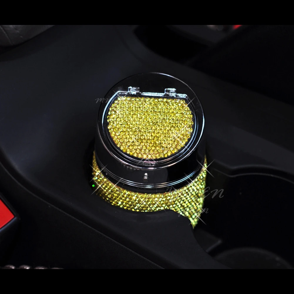 

Car Ashtray Silver Gold Crystals Ashtray Universal for Auto Interior Accessories