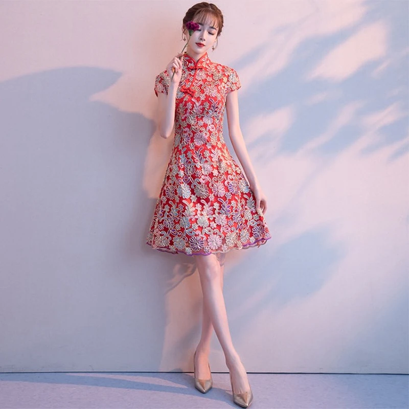 Традиционные женские китайские Стиль на каждый день красный винтаж невесты