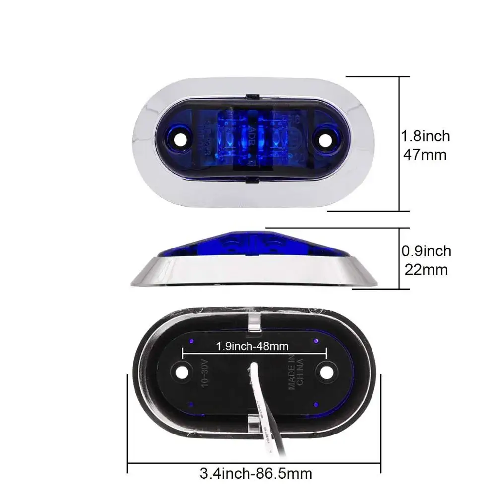 Fuleem 10 шт. хромированная Синяя светодиодная рамка 2 5 дюйма диода овальсветильник